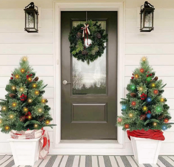 Pre-Lit Artificial Christmas Tree Set with LED Lights